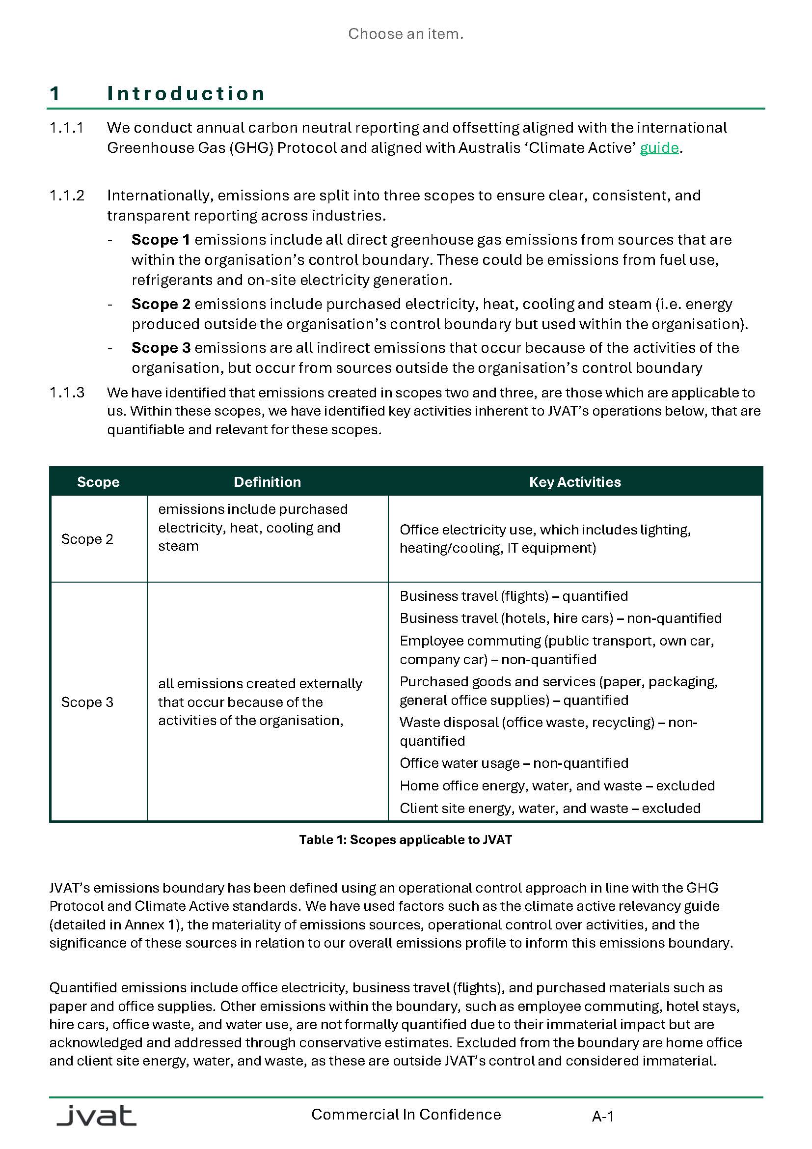 JVAT Carbon Emissions Full Report, page 3 of 9