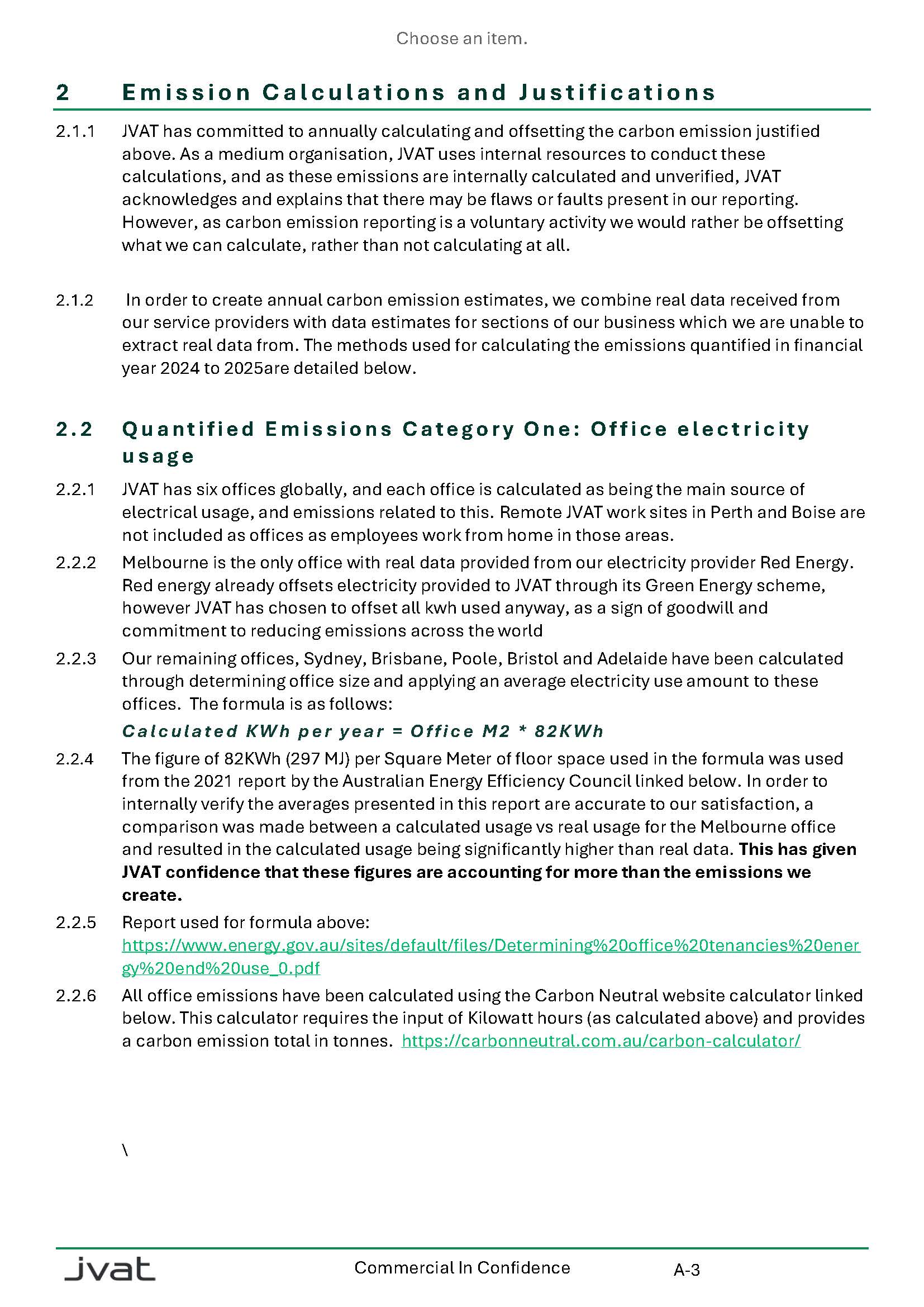 JVAT Carbon Emissions Full Report, page 5 of 9