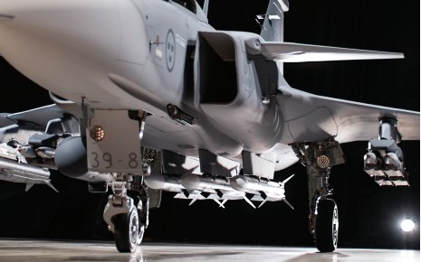 Defence aircraft undercarriage and payload detail