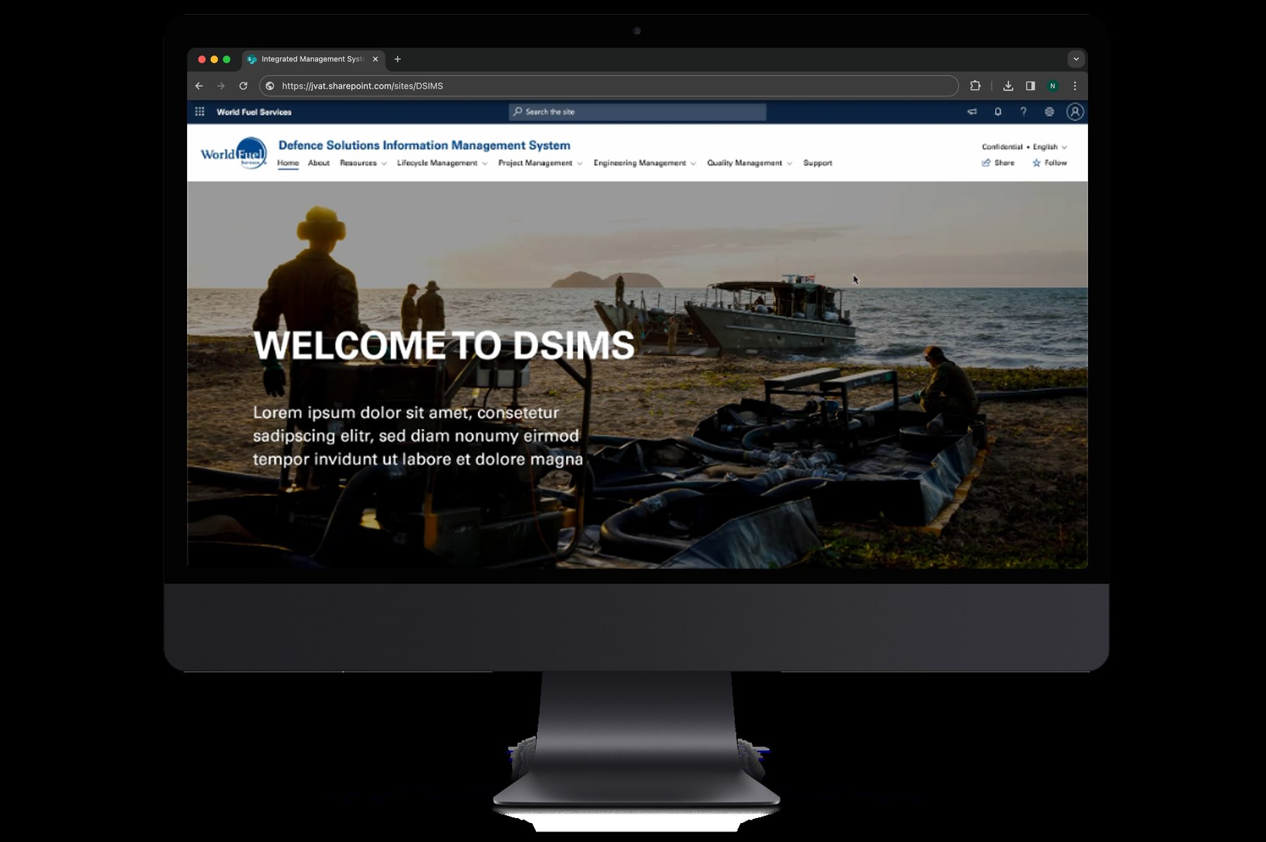 Integrated management system displayed on a desktop monitor